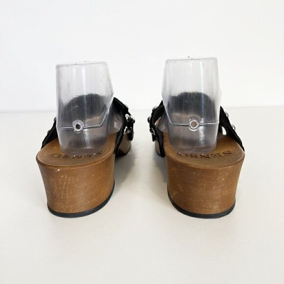 Senso Black Studded Strappy Wood Sole Sandals - Picture 4 of 7